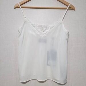 The Kooples White Silk Lace Trim Camisole Top FTOP23061K ECR01 Size 0 NEW